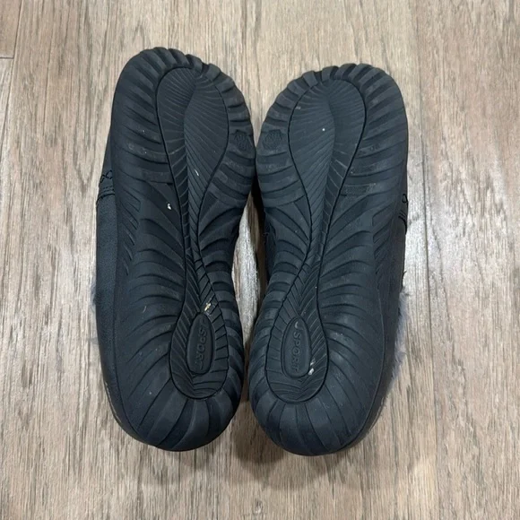 J Sport Shoes Womens 7.5M Willa Faux Fur Trim Slip On S2WLA01 Gray Suede Comfort - Picture 7 of 8